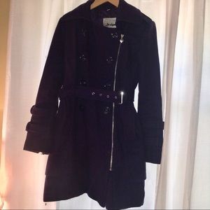 GUESS Navy wool blend peacoat